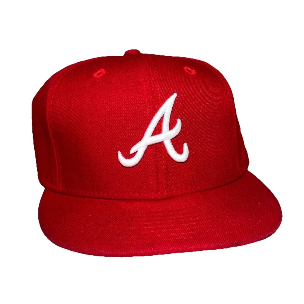 New Era Atlanta Braves 59FIFTY MLB Baseball Cap Men's Red Fitted Hat Size 7 1/2